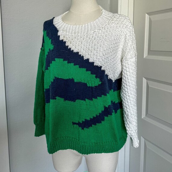 Handmade Vintage Chunky Knit Patterned Pullover - 