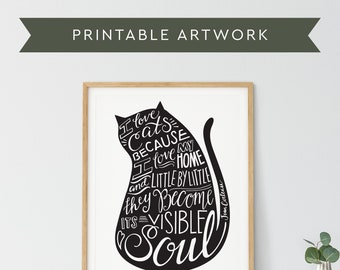 Cat printable, cat lover gift, printable wall art, printable wall decor, cat art, cat print