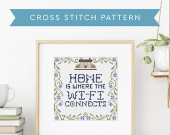 Funny Home WiFi Cross Stitch Pattern (PDF Download)