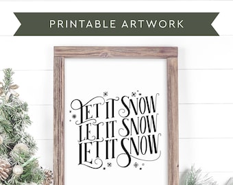 Let It Snow Christmas Printable Wall Art (SVG, PDF, JPG)