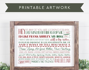 Christmas Vacation printable SVG / PDF, Clark Griswold Hallelujah quote printable wall art, printable wall decor, holiday art
