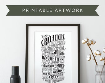 Steve Jobs Quote Printable, Inspirational Art, Teacher Gift (SVG/PDF)