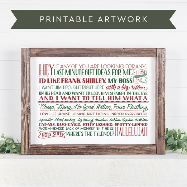 Christmas Vacation printable SVG / PDF, Clark Griswold Hallelujah quote printable wall art, printable wall decor, holiday art