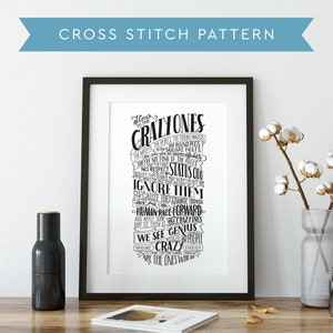 Cross Stitch Pattern PDF Download - Steve Jobs Quote Pattern Cross Stitch, Here&#39;s to the Crazy Ones Quote Pattern