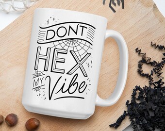 Halloween Coffee Mug, Witch Spider Web, Spooky Hand Lettered Design