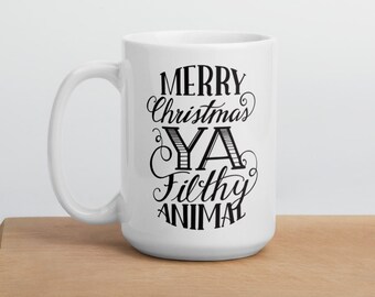 Home Alone Christmas Mug, "Merry Christmas Ya Filthy Animal" Quote