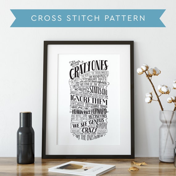 Steve Jobs Quote Cross Stitch Pattern - Crazy Ones (PDF Download)