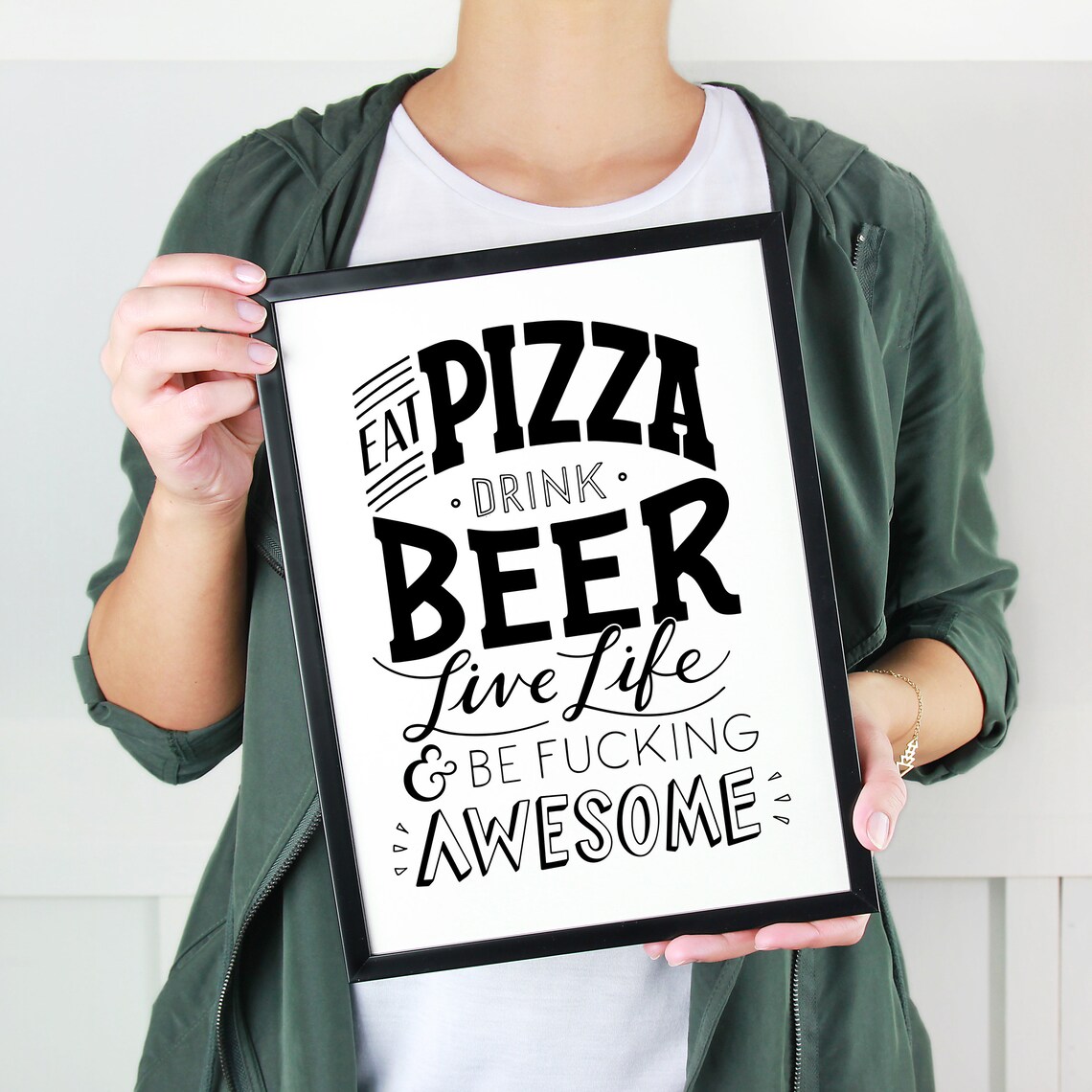 Pizza and Beer Quote Print Wall Sign Print Wall Art Hand Etsy