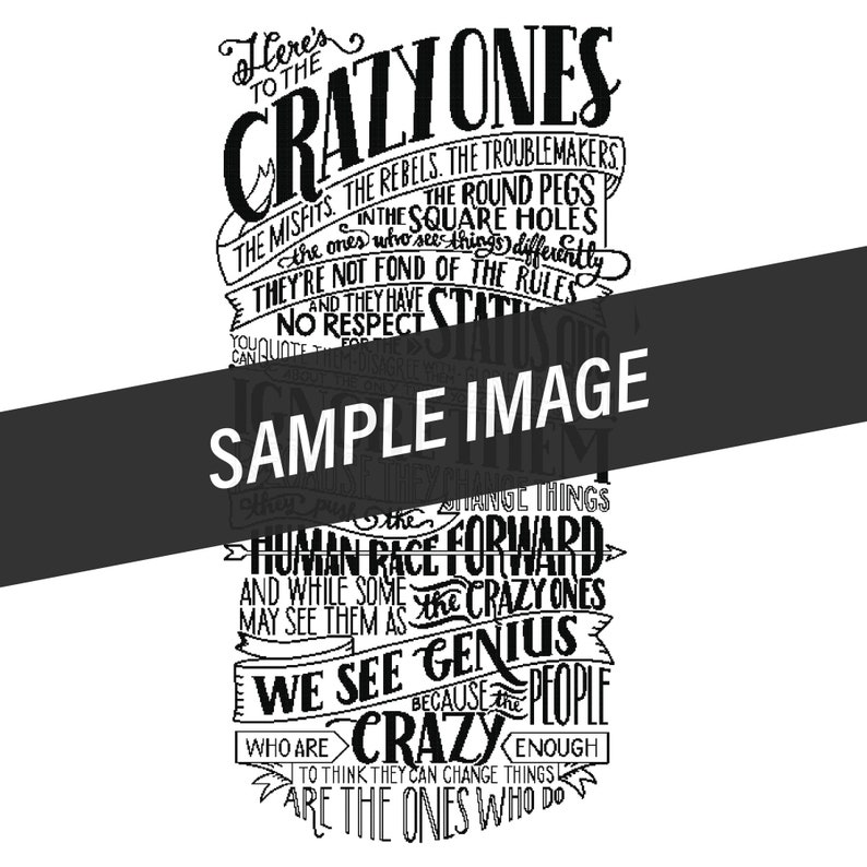 Steve Jobs Quote Cross Stitch Pattern - Crazy Ones (PDF Download) image 2