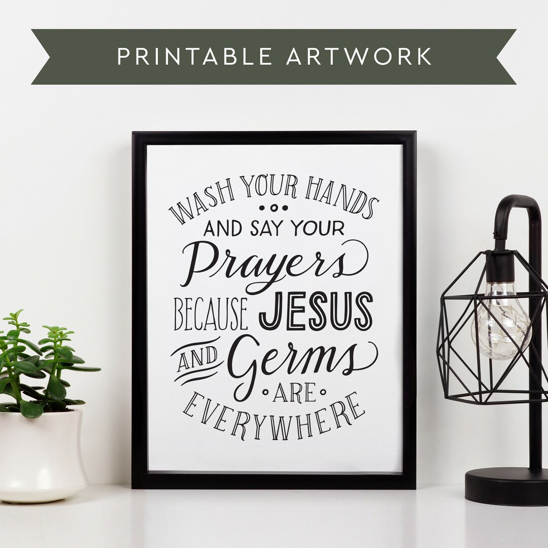 Bathroom Printable, Jesus and Germ, SVG PDF JPG Printable Wall Art ...