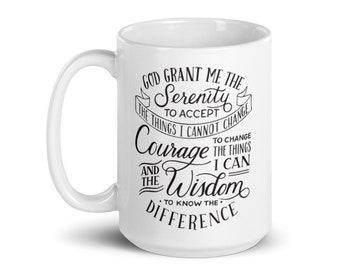 Serenity Prayer Coffee Mug, Hand Lettered Design