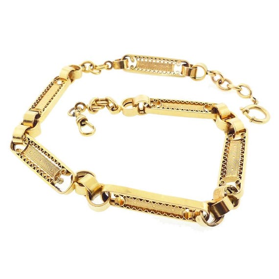 Victorian 14K Gold Fancy Link Watch Chain