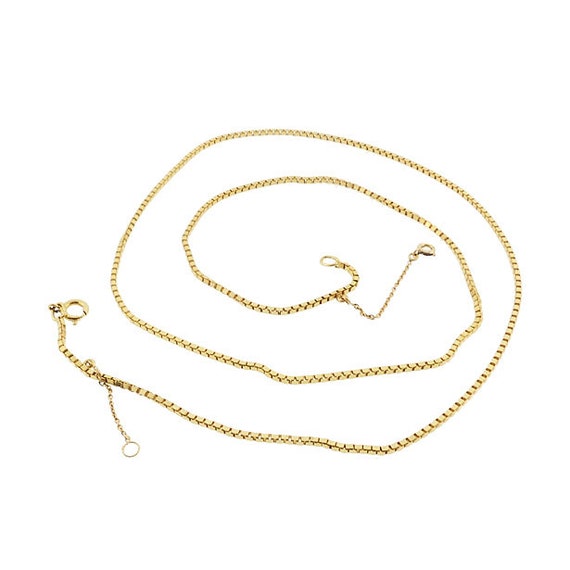 Heavy French 18K Yellow Gold Box Chain 23-1/2" Necklace