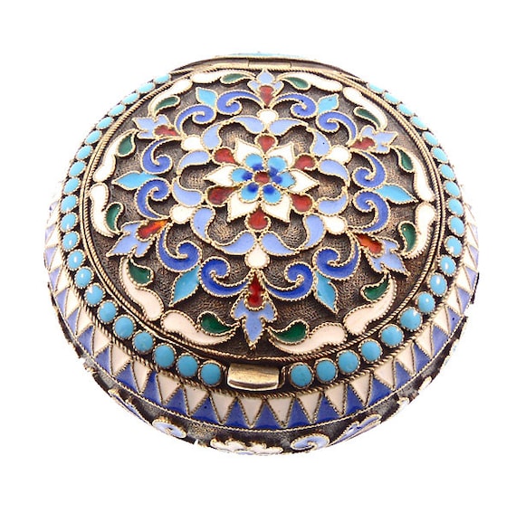 Imperial Russian Enameled Silver Patch Pill Box by Nicholai Alexeyev