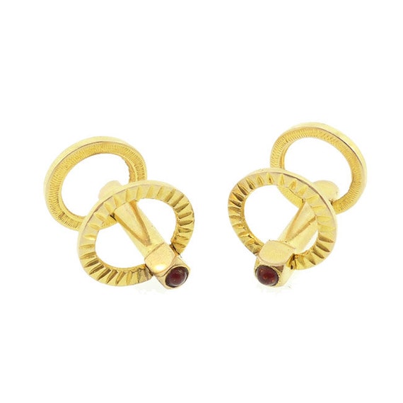 18K Yellow Gold & Ruby Stirrup Cufflinks