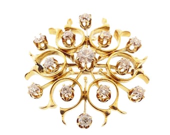 Victorian 14K Gold & Diamond Snowflake Pendant