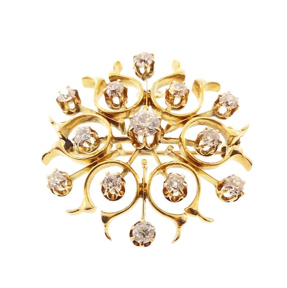 Victorian 14K Gold & Diamond Snowflake Pendant