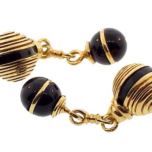 French 18K Gold & Onyx Double Sphere Cufflinks - Etsy