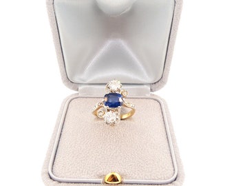 Edwardian 18K Gold, Platinum, Sapphire & Diamond Ring