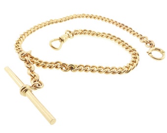 Victorian Heavy 14K Gold Curb Link Albert Watch Chain