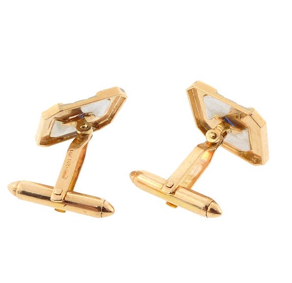 Vintage 14K Yellow & White Gold Sapphire Cufflinks - image 4