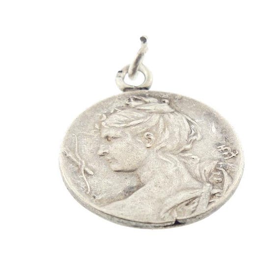 Art Nouveau Louis Rault ARTEMIS Silver Pendant Charm