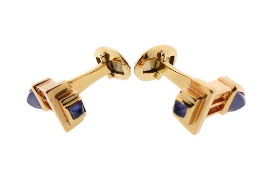 14K Yellow Gold, Iolite & Chalcedony Cufflinks - image 2