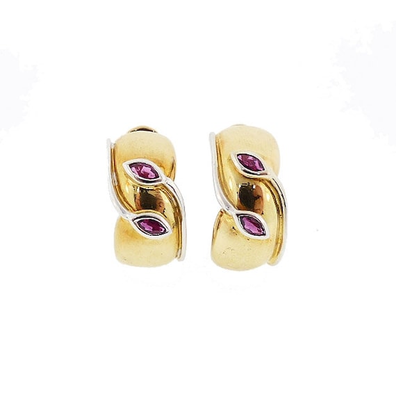 Faraone & Tiffany 18K Gold Ruby Earrings