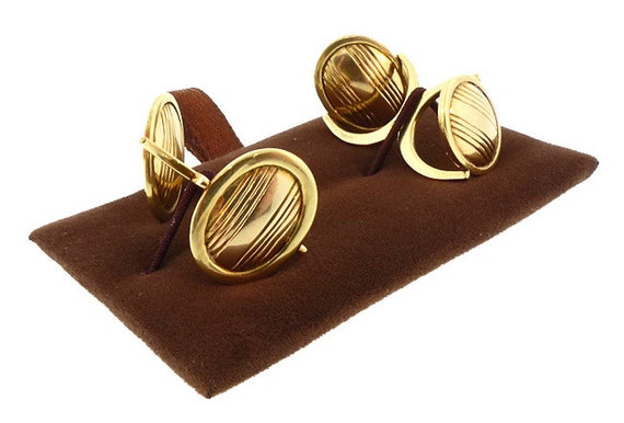 Art Deco 14K Gold Double Swivel Cufflinks - image 3