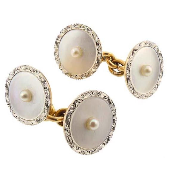 Carrington 14K Gold Platinum Mother-of-Pearl Cufflinks