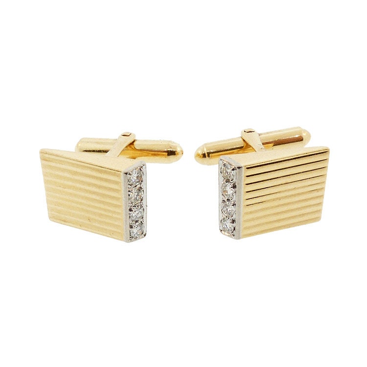 14k Gold Cufflinks Diamond Cufflinks Larter Cufflinks Vintage Cufflinks Groomsman Gift Antique Cufflinks Anniversary Gift