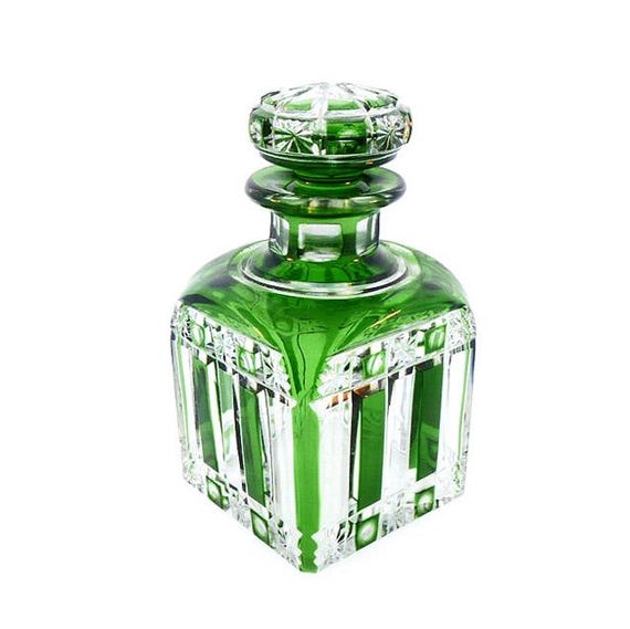Cristal Nancy Green Overlay Cut Crystal Perfume Bottle
