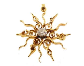 Victorian 14K Gold & .35-Carat Diamond Starburst Pendant