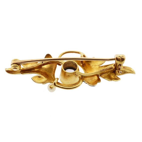 Art Nouveau 14K Gold, Enamel & Amethyst Pin by Kr… - image 5