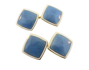 Art Deco Carrington 14K Gold Champleve Enamel Cufflinks