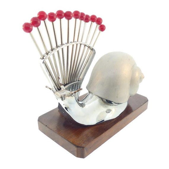 French Art Deco Benjamin Rabier Snail Cocktail Pick Set
