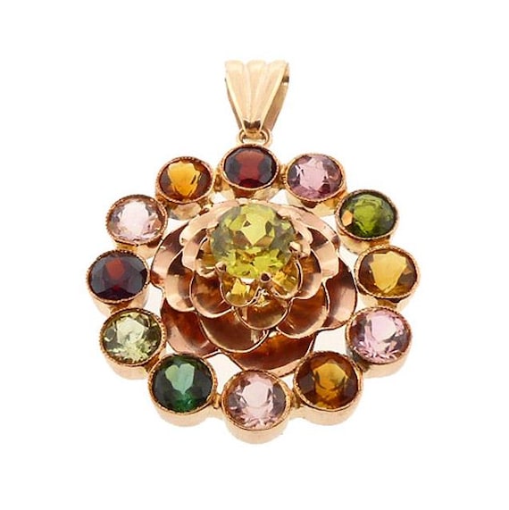 H Stern-Style 18K Rose Gold & Multi-Gem Pendant