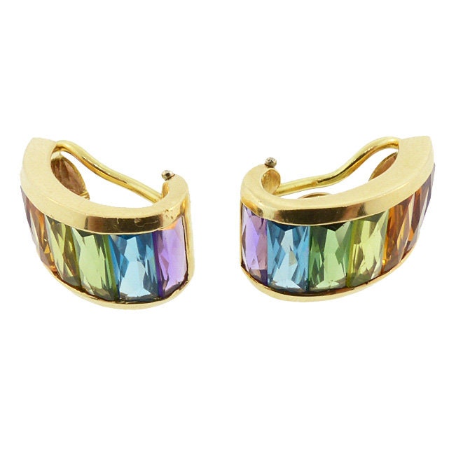 H Stern RAINBOW COLLECTION 18K Gold & Multi Gemstone Earrings
