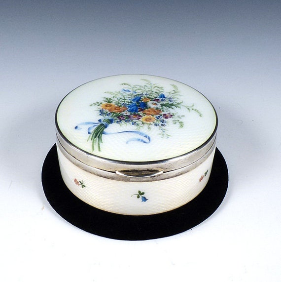 Sterling Silver & Guilloche Enamel Powder Box by Georg Adam Scheid