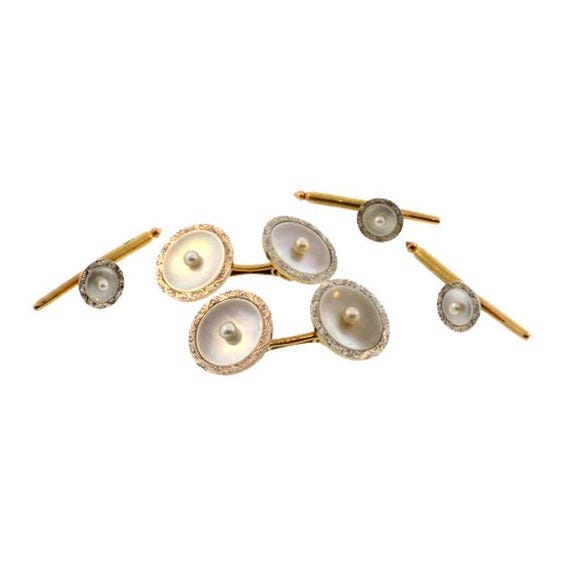 Carrington 14K Gold Platinum Mother of Pearl Dress Set