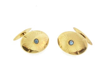 14K Gold & Cabochon Sapphire Cufflinks