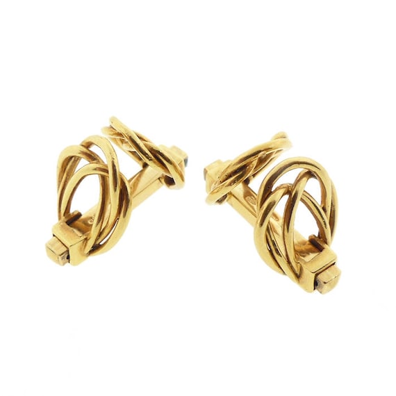 French 18K Gold Mechanical Stirrup Cufflinks