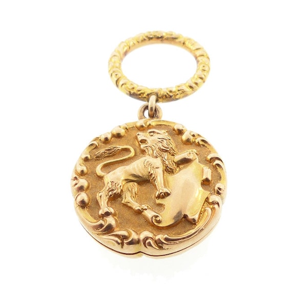 Victorian 14K Gold Lion Rampant Locket - image 1