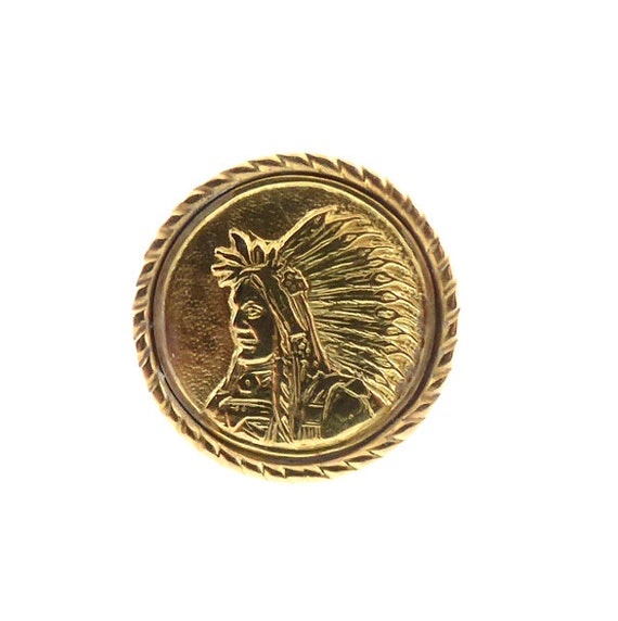 Native American Medallion 14K Gold Conversion Ring - image 3