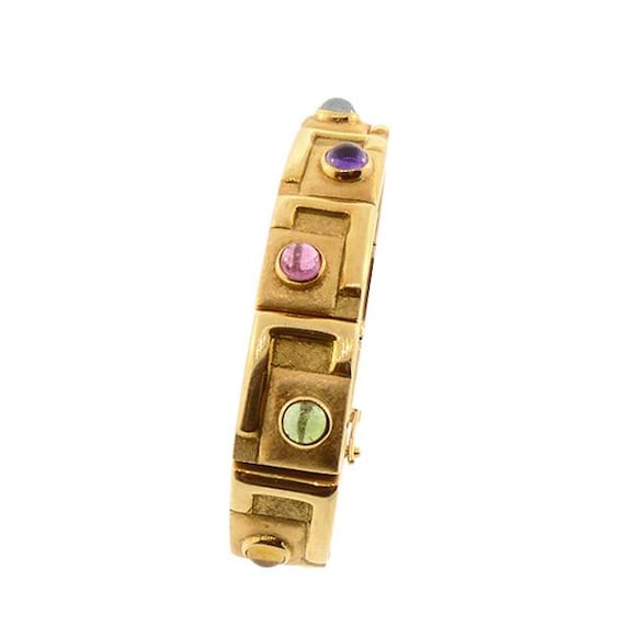 Bruno Guidi Modernist 18K Gold & Multicolored Gemstone Bracelet