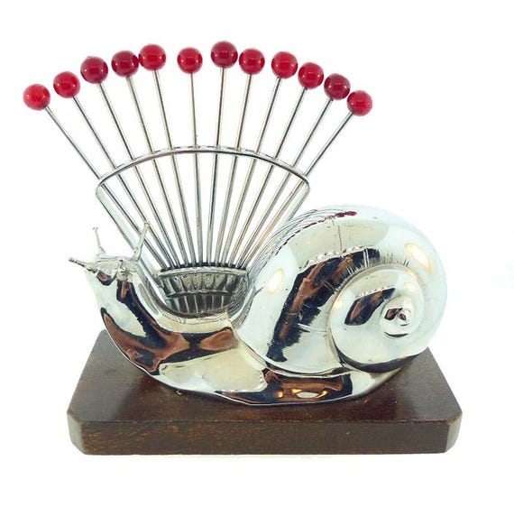 French Art Deco Benjamin Rabier Snail Cocktail Pick Set