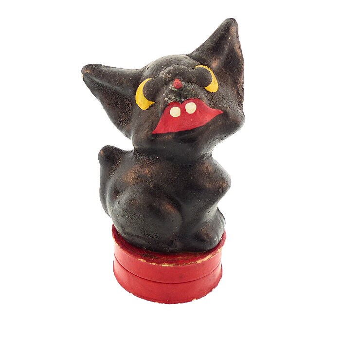 Vintage Halloween Black Cat German Composition Candy Container