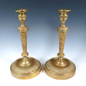 French Louis XVI Style Bronze Dore Candlesticks