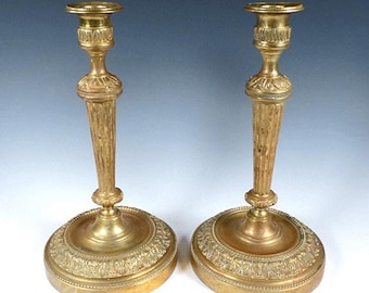 French Louis XVI Style Bronze Dore Candlesticks