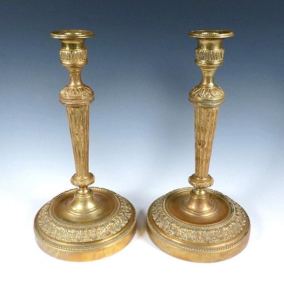 French Louis XVI Style Bronze Dore Candlesticks